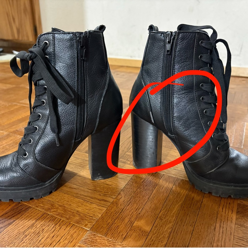 Steve Madden Black Lace-Up High Heel Boots - Picture 2 of 2